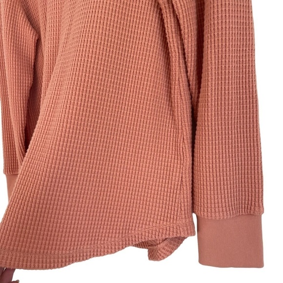 Madewell Mock Neck Waffle Knit T-shirt In Burnished Blush, Size S - Picture 5 of 7